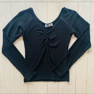 Hollister textured black top with front ruching